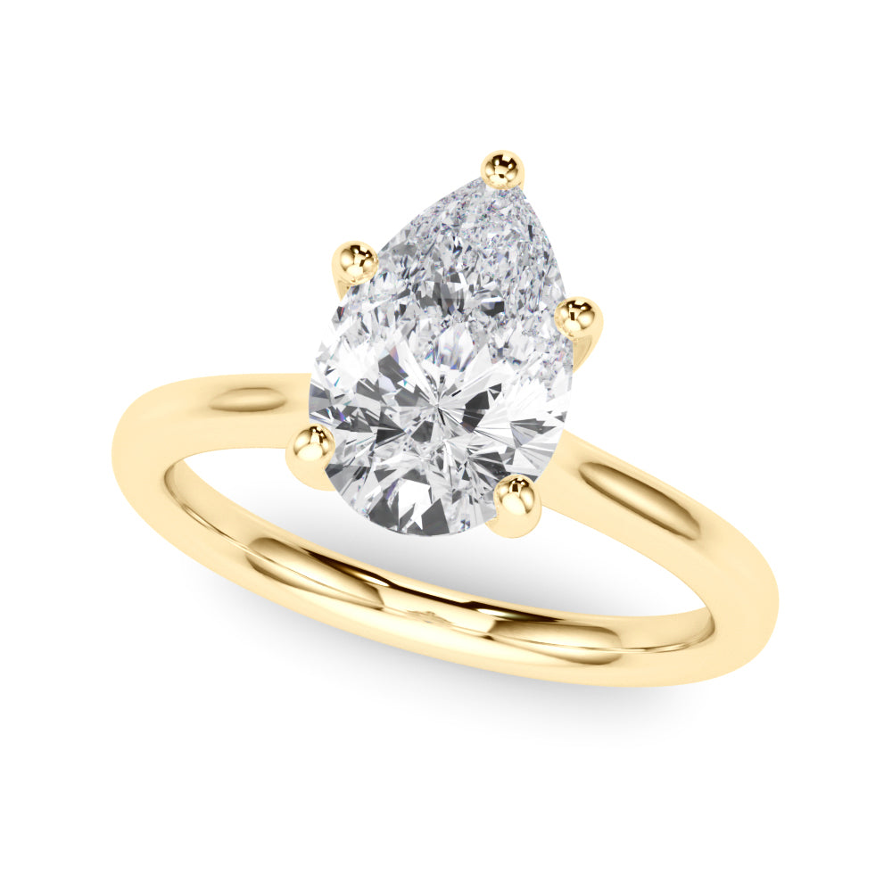 IGI Lab-Grown Pear Diamond 5 Claw Solitaire Engagement Ring, D Color VVS Clarity