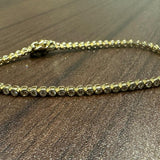 Tennisarmband aus 9-karätigem Gelbgold mit runden, natürlichen Diamanten in Zargenfassung, Geschenk für Damen