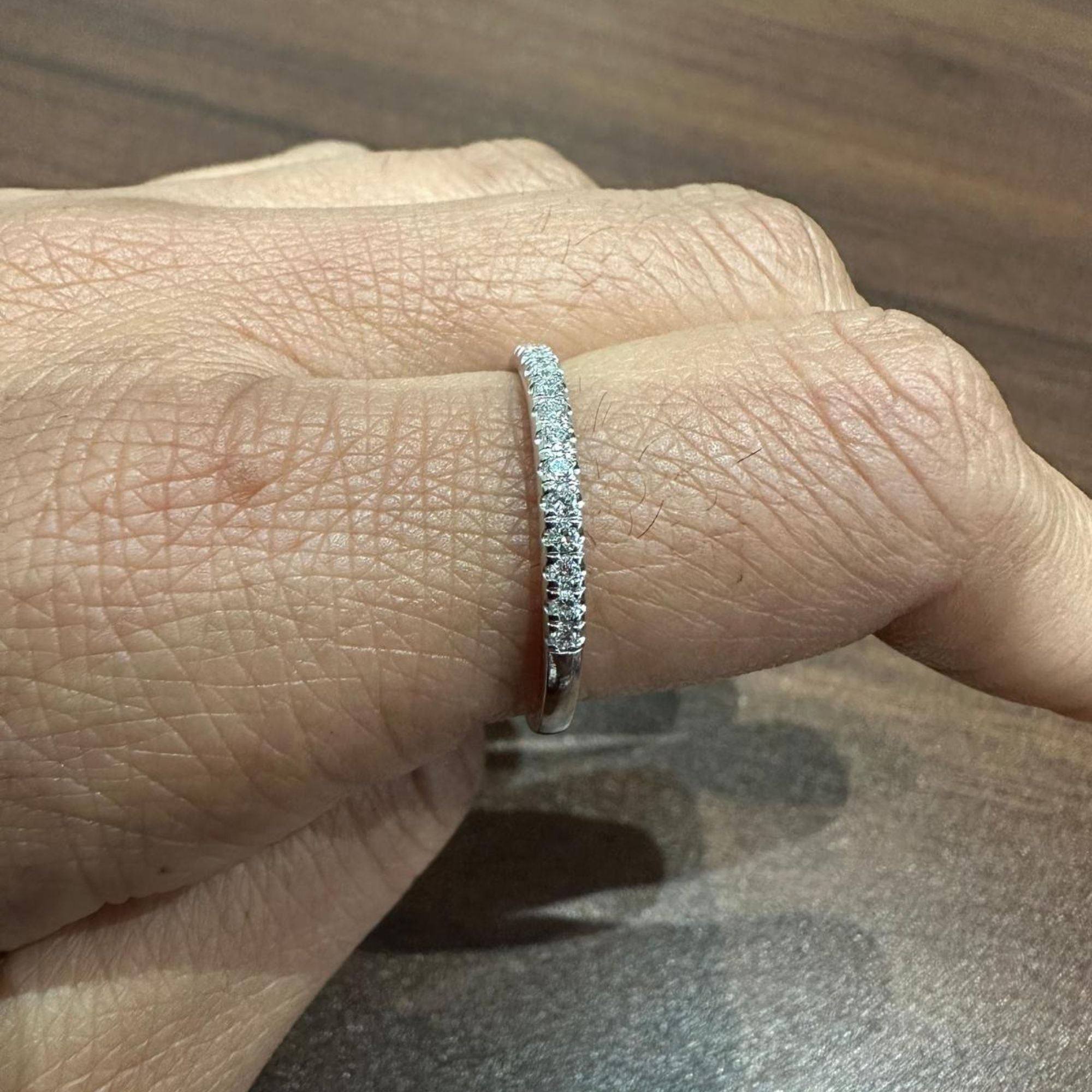 9K White Gold Round Cut Lab Grown Diamond Half Eternity Ring for Women