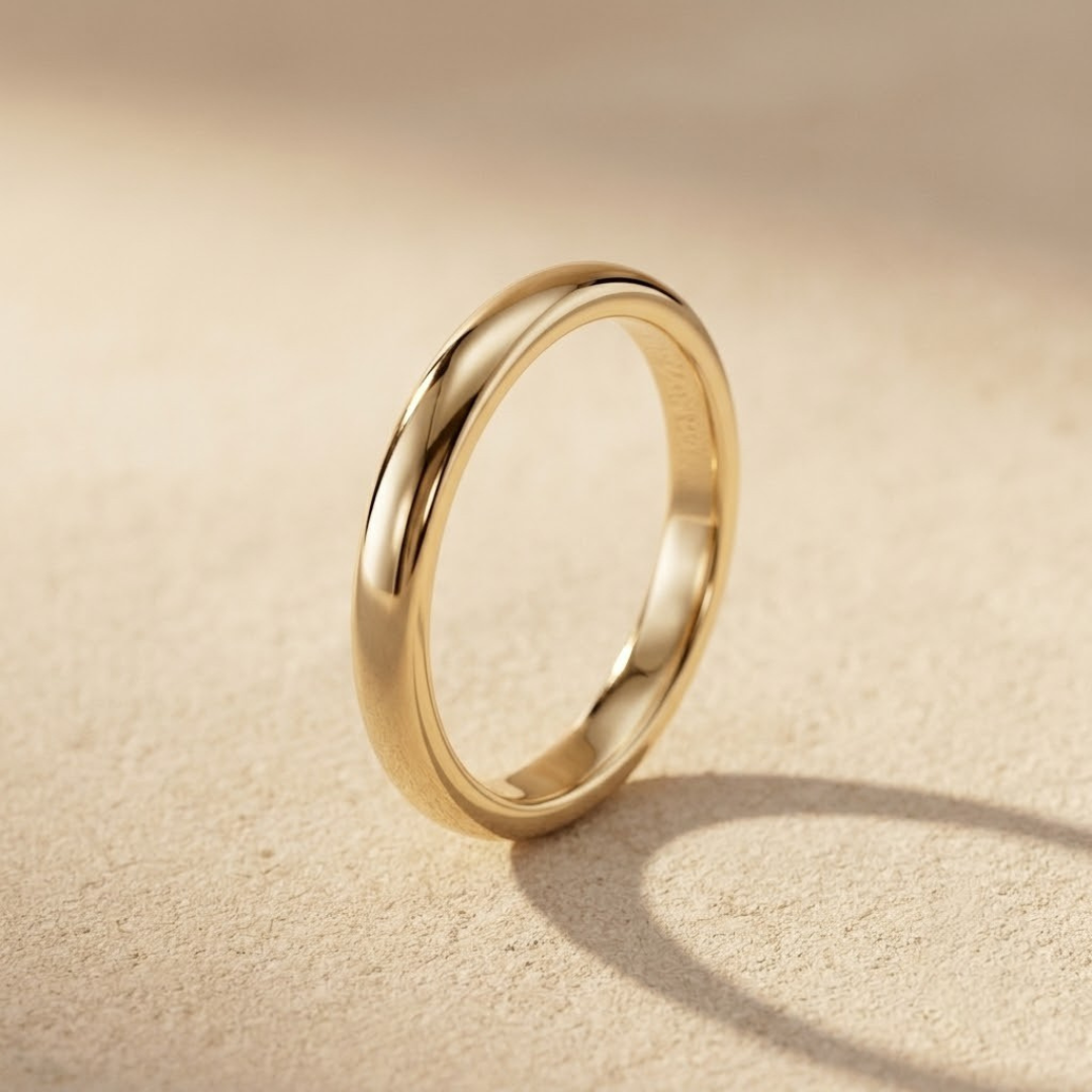 Elegant 18K Yellow Gold Curved Wedding Band