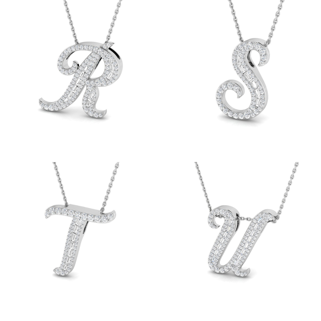Paved Initial Diamond Pendant | Custom A-Z Pendant | Lab Grown & Natural Diamonds
