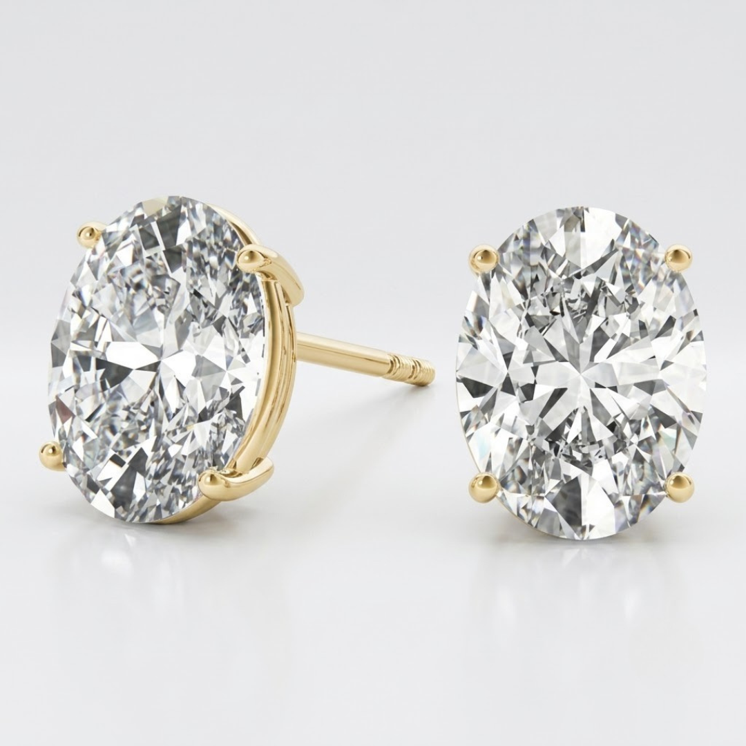 Lab-Grown Diamond Stud Earrings For Women | Oval Cut