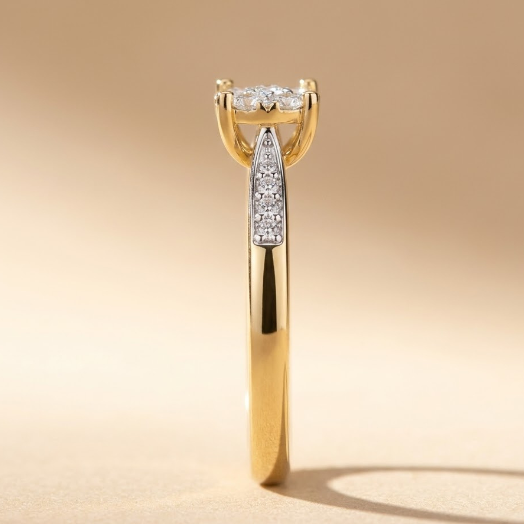 Lab Diamond Engagement Ring with Shoulders 0.25ct in 18K Gold Vermeil