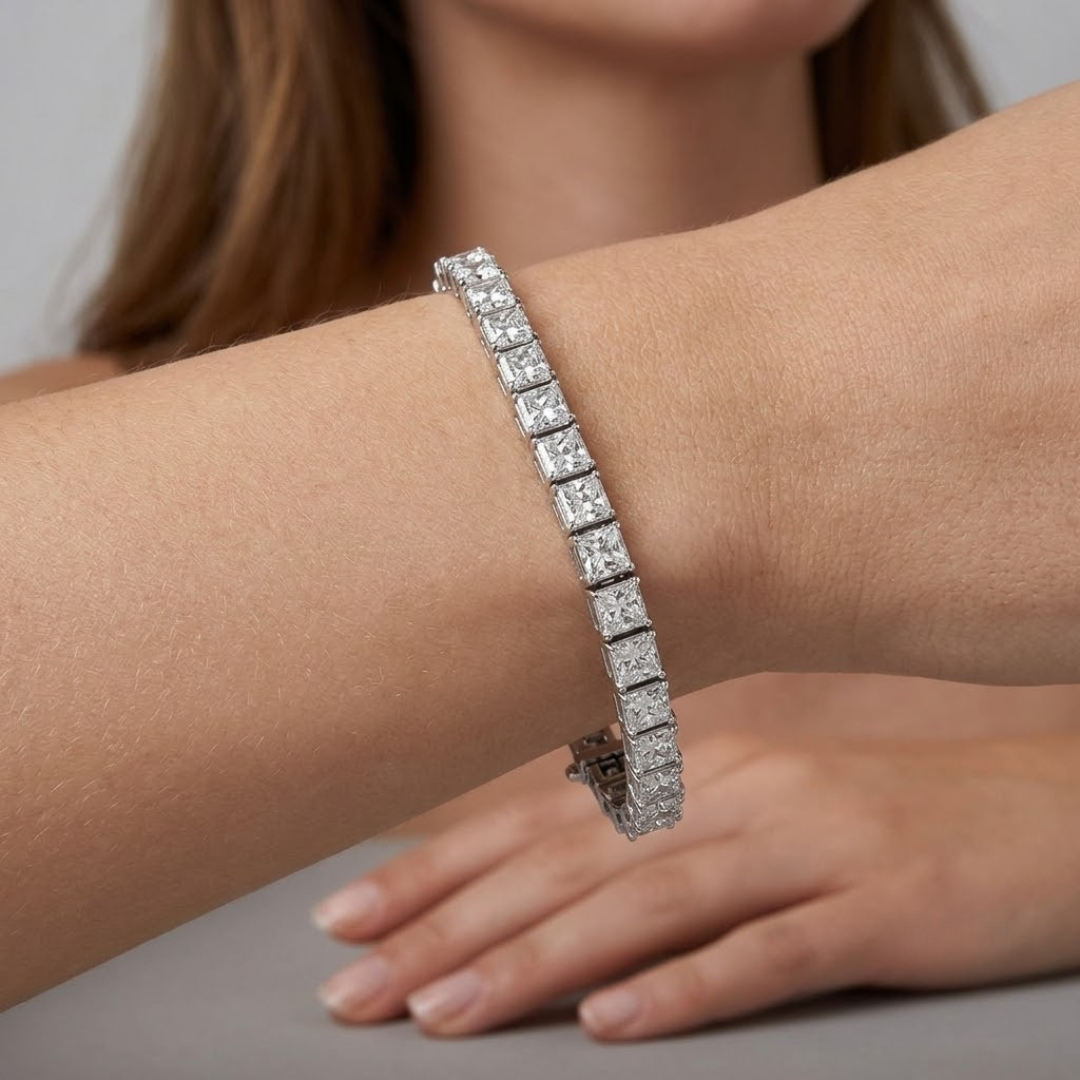 Princess Cut Diamond Tennis Bracelet – Natural & Lab Grown | Gold & Platinum
