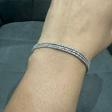 3.00 Carat Trio Row Set Natural Diamond Tennis Bracelet in 14K White Gold