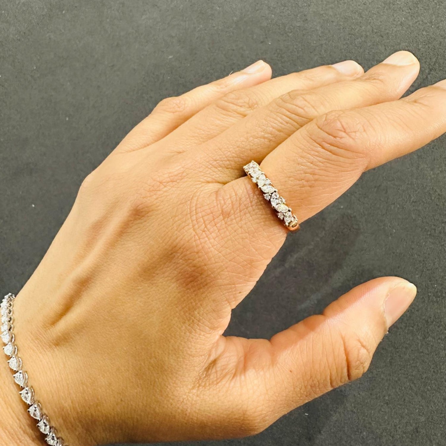 marquise round diamond band