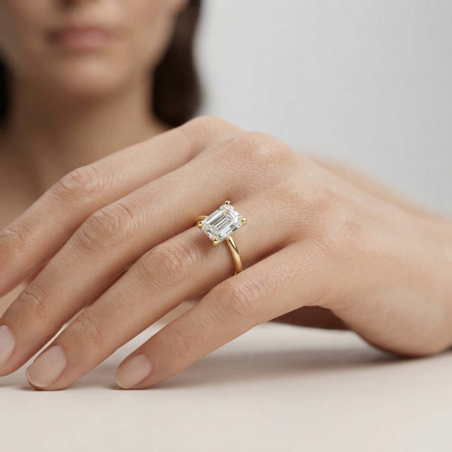 Emerald Cut Diamond Solitaire Ring | White Gold | Lab-Grown & Natural Diamonds