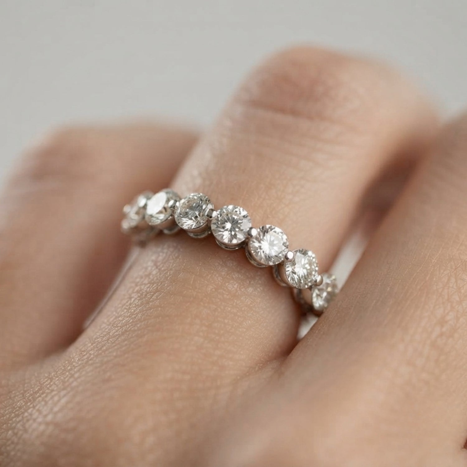 Round Lab Grown 7 Stone Diamond Engagement Ring Gift for Her, D Color VVS Clarity