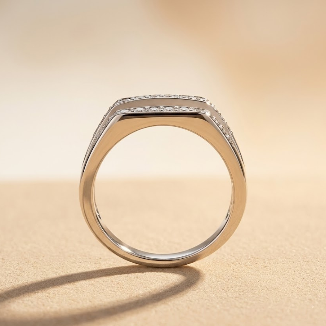 Men's Lab Diamond Pave Encrusted Ring 1ct H/SI in 925 Silver