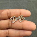 0.40 Carat Natural Diamond Clover Shape 18K Yellow Gold Stud Earring for Women