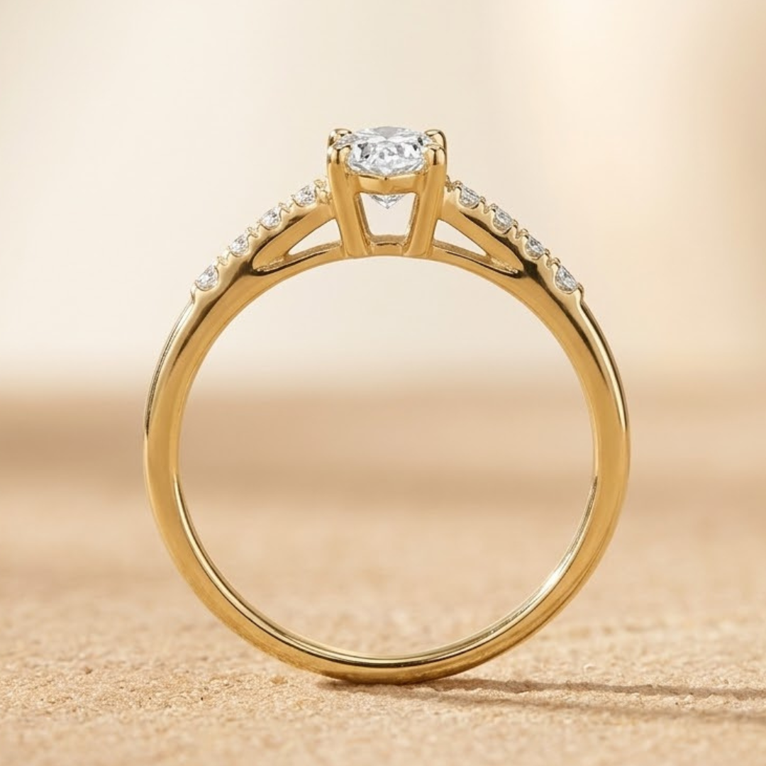 Lab Diamond Side Stone Engagement Ring 0.25ct in 18K Gold Vermeil