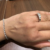 Bague de fiançailles avec halo de diamants ronds de laboratoire - argent 925 - DE/VS