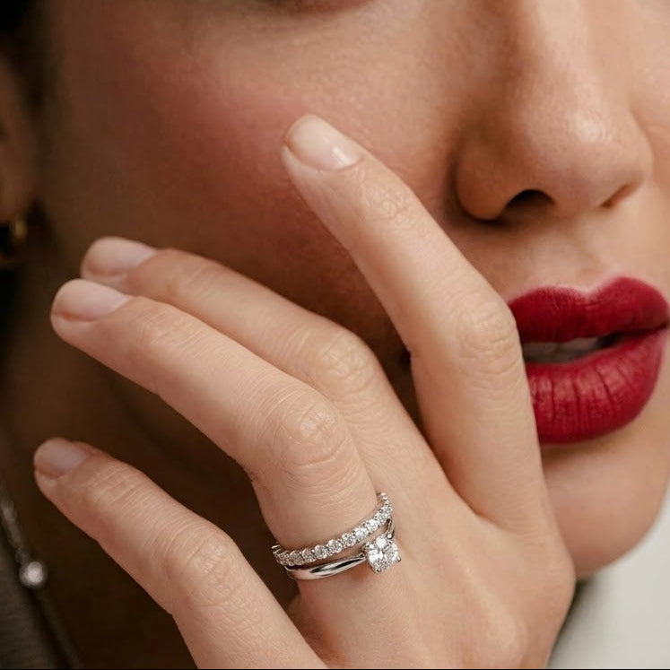 Lab Diamond Engagement Ring 0.15ct H/SI in 925 Sterling Silver | FineDiam
