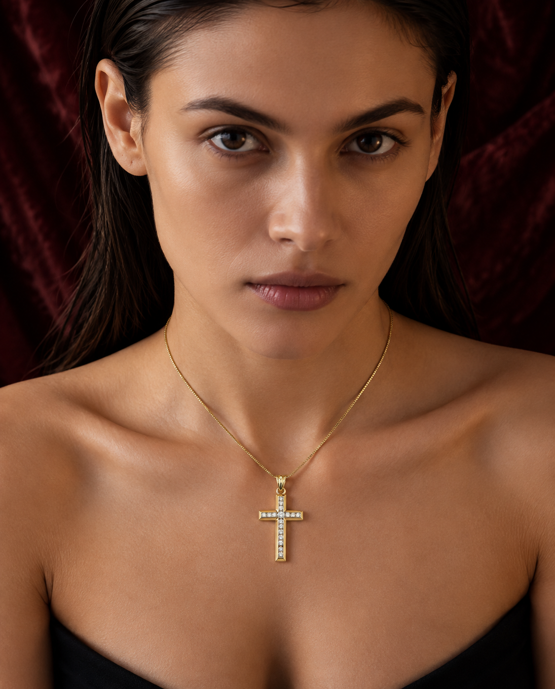 1.00ct Lab Diamond Cross Pendant With Chain