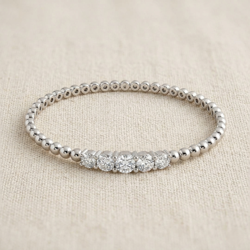 Clover Diamant-Kettenarmband mit Lünetten- und Pavé-Fassung aus Naturdiamanten in Platin