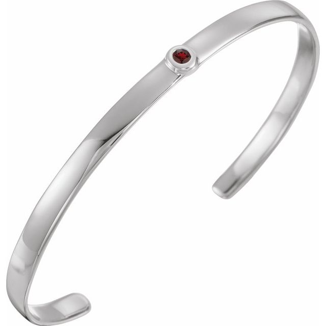 Round Natural Mozambique Garnet Bezel-Set Cuff Bracelet In Gold & Platinum