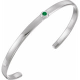Round Natural Emerald Bezel-Set Cuff Bracelet In Gold & Platinum