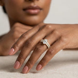Oval 2.00ct Hidden Halo Lab Diamond Engagement Ring With Side Stones in 18K Gold