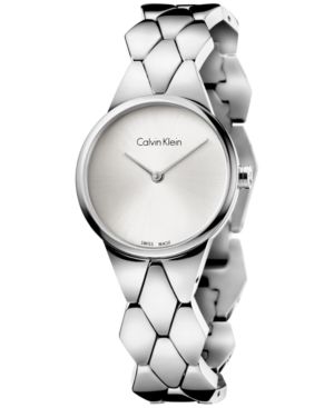 CK Calvin Klein K6e23146 Silver Dial Snake Steel Ladies Watch One Size