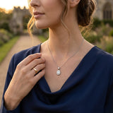 Oval Diamond Halo Pendant Necklace in 0.1ct to 0.5ct