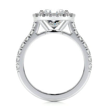 Cushion Cut Lab Grown Diamond Halo Engagement Ring with Pavé Side Stones – IGI Certified