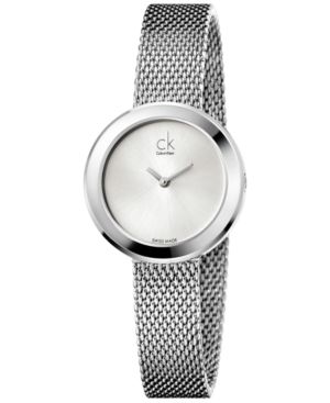 CK Calvin Klein K3n23126 Firm Ladies Mesh Watch Silver One Size