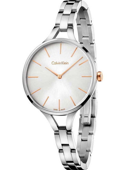 CK Calvin Klein K7e23b46 Graphic Collection Swiss Made Women's Watch Silver One Size