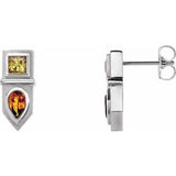 Yellow Multi-Gemstone Pear Geometric Bar Earrings in Gold and Platinum
