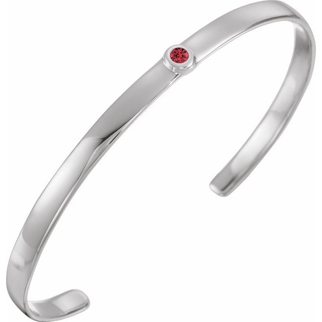 Round Natural Ruby Bezel-Set Cuff Bracelet In Gold & Platinum