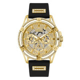 Guess King Herren-Multifunktionsuhr, 48 mm, goldenes Zifferblatt