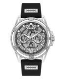 Montre multifonction Guess en silicone 48 mm, noir et argent / noir et or