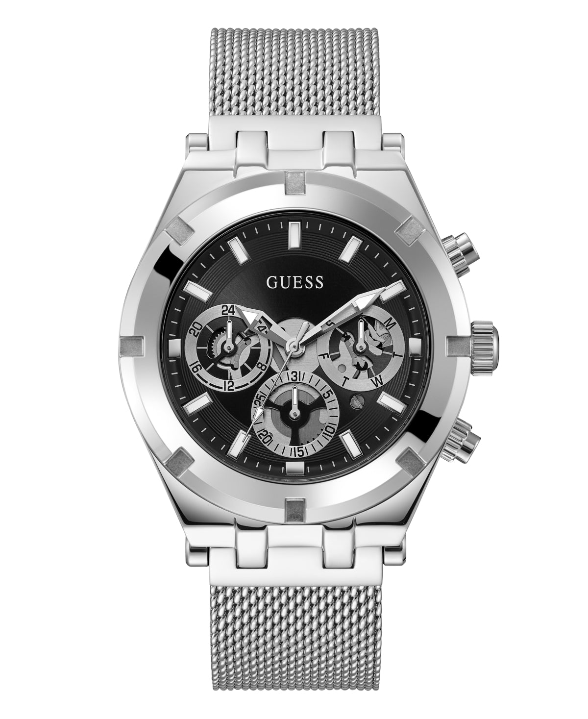 Montre homme Guess Continental 44 mm, boîtier et bracelet en acier inoxydable