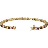 Round Lab-Grown Ruby & Lab-Grown Diamond Line Bracelet In Gold & Platinum