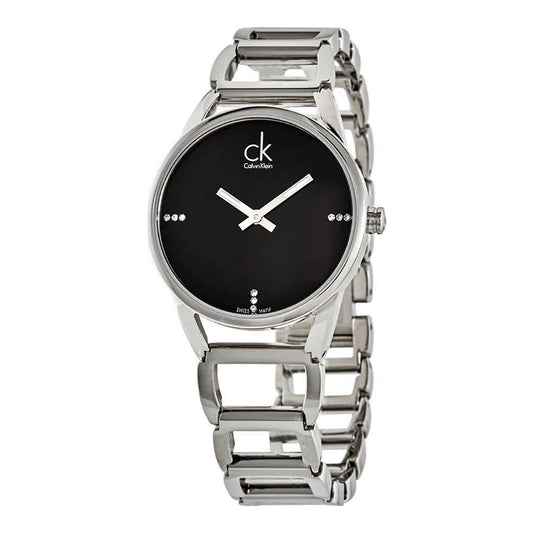 CK Calvin Klein K3g2312s Statel Black Dial Silver Tone Women's Watch One Size