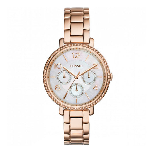 Fossil Jacqueline Multi-Function Mother of Pearl Dial Rose Gold-tone Ladies Watch ES3757