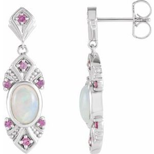 Ethiopian Opal Oval Stud Earrings in Gold and Platinum