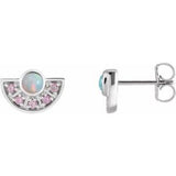 Ethiopian Opal Round Stud Earrings in Gold and Platinum