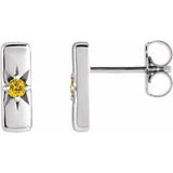 Yellow Sapphire Round Bar Earrings in Gold and Platinum
