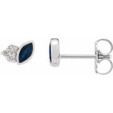 Blue Sapphire & Diamond Marquise Bezel-Set Stud Earrings in Gold and Platinum