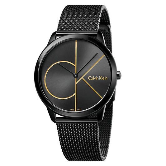 CK Calvin Klein K3m214x1 Minimal 40mm Mesh Strap Unisex Watch Black One Size
