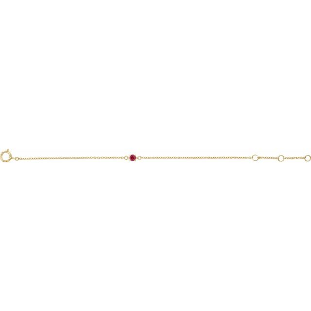 Round Imitation Ruby Youth Birthstone Bracelet In Gold & Platinum