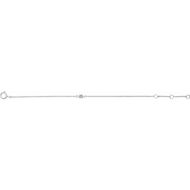 Round Imitation White Sapphire Youth Birthstone Bracelet In Gold & Platinum