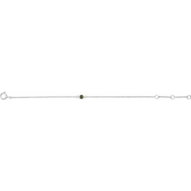 Round Imitation Peridot Youth Birthstone Bracelet In Gold & Platinum