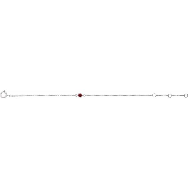 Round Imitation Mozambique Garnet Youth Birthstone Bracelet In Gold & Platinum