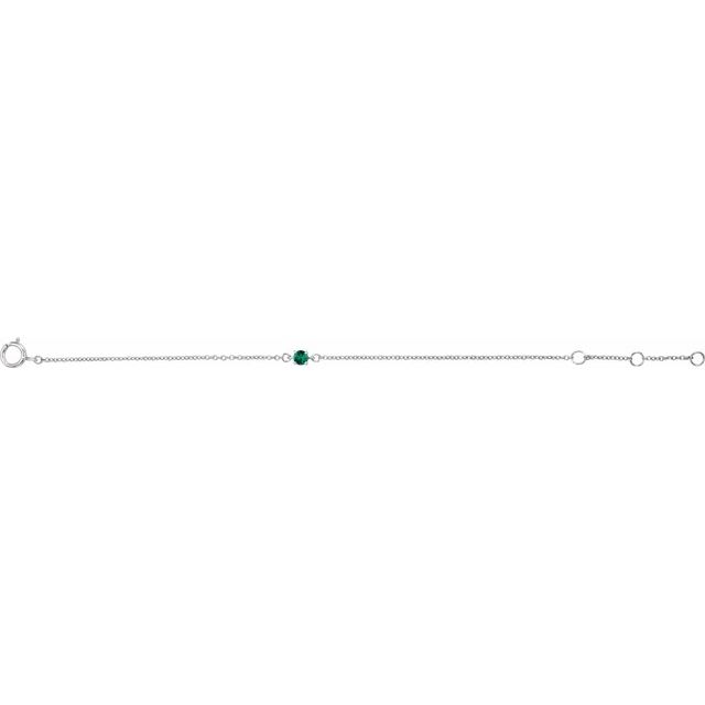 Round Imitation Emerald Youth Birthstone Bracelet In Gold & Platinum