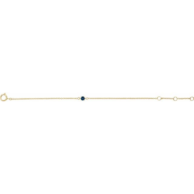Round Imitation Blue Sapphire Youth Birthstone Bracelet In Gold & Platinum