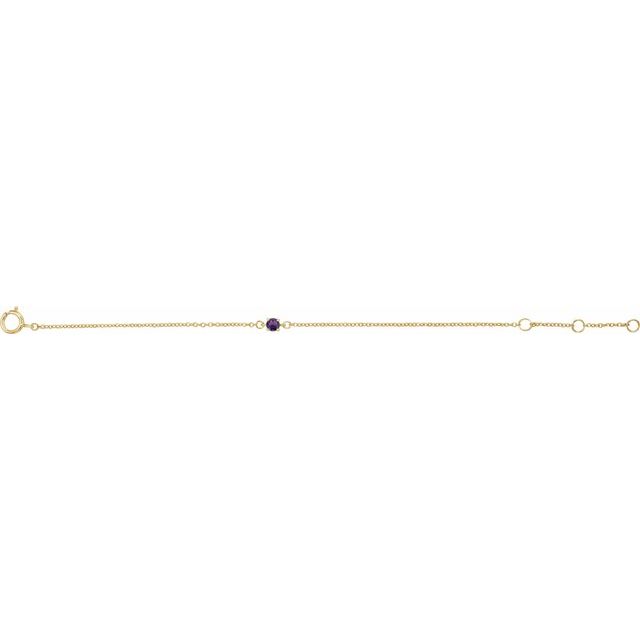 Round Imitation Amethyst Youth Birthstone Bracelet In Gold & Platinum