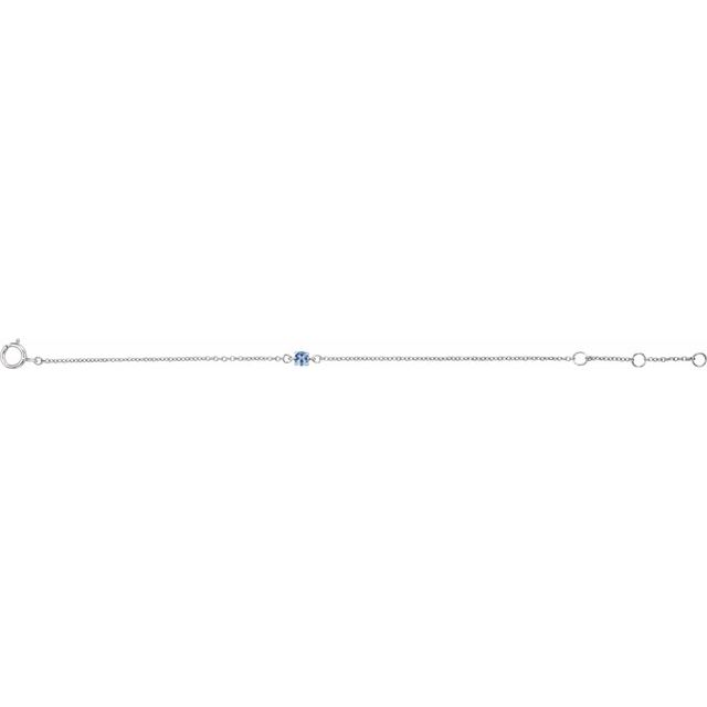 Round Imitation Aquamarine Youth Birthstone Bracelet In Gold & Platinum