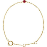 Round Imitation Ruby Youth Birthstone Bracelet In Gold & Platinum