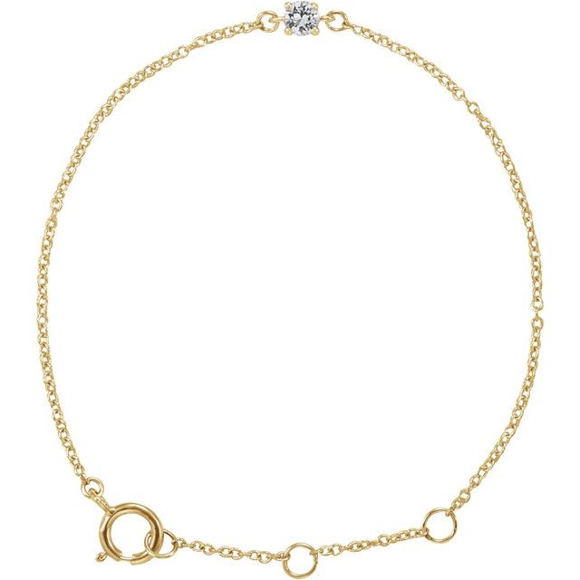 Round Imitation Diamond Youth Birthstone Bracelet In Gold & Platinum